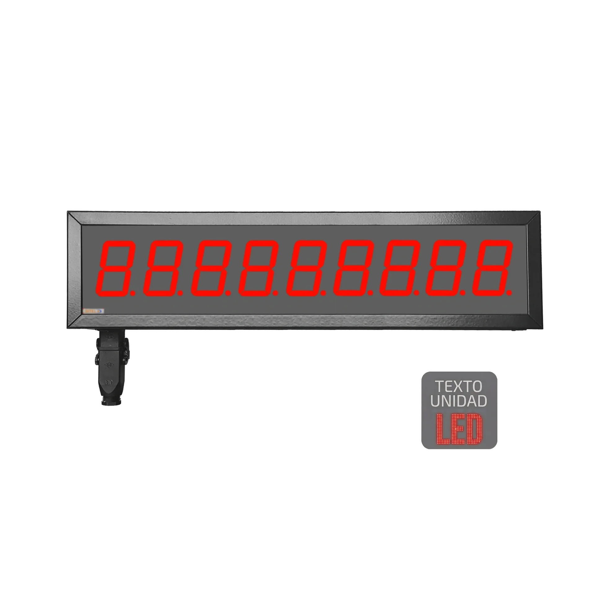 Visualizador Numerico 57mm, 9 digitos, Serie, Ethernet, Wifi +2R, Texto LED, IP65